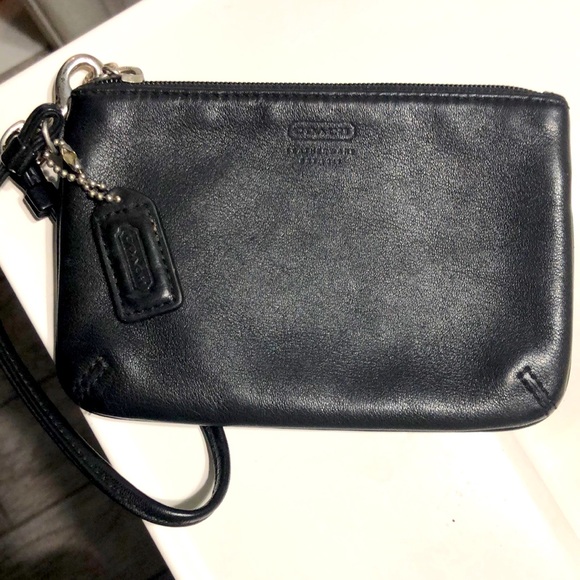 Coach Handbags - Coach black genuine leather wrist wallet.